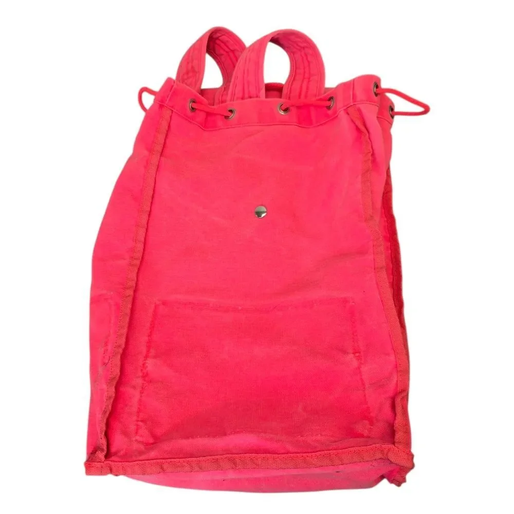 PINK Victoria's Secret Vibrant Neon Pink Canvas Casual Backpack Beach Pool
